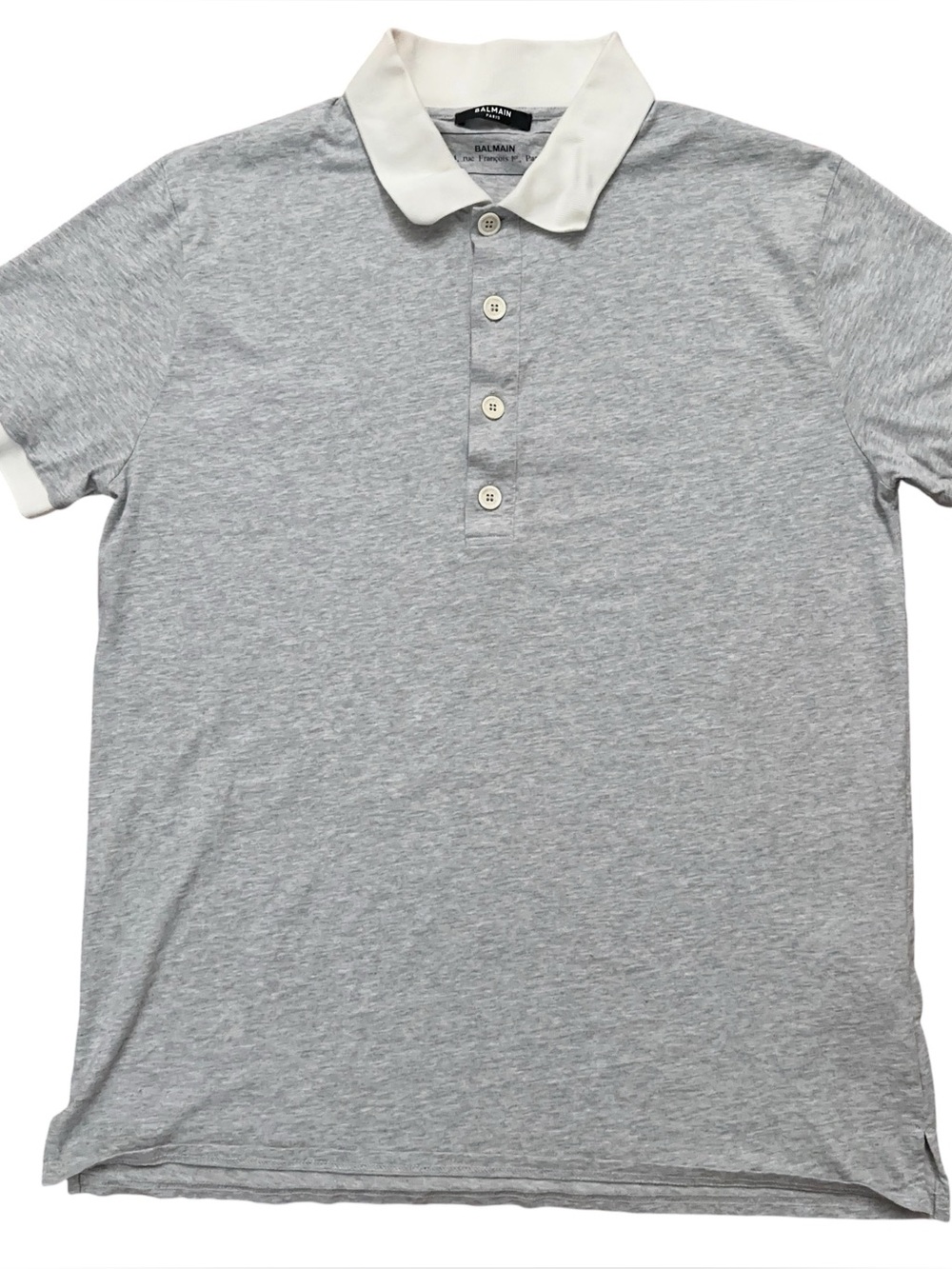 Balmain Paris Polo Shirt Mens Size L Short Sleeve Made in Italy Gray